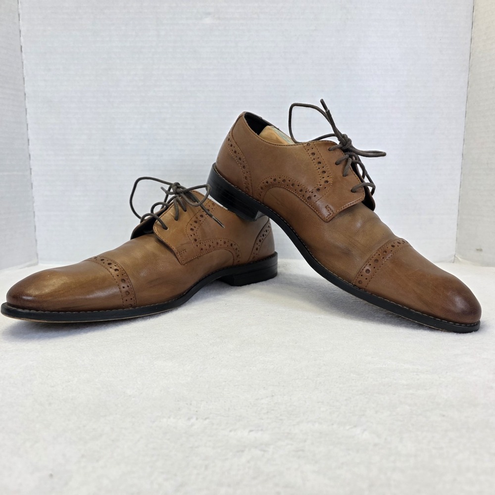 Stacy Adams Mens Brown Leather Cap Toe‎ Oxford Dress Shoes Size 9.5 M 24858